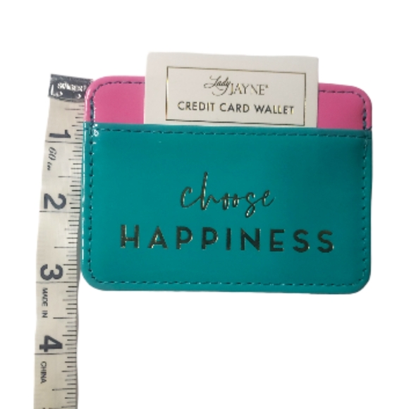 Lady Jayne Choose Happiness Metallic Pink Blue Credit Debit Gift Card Wallet NWT - Picture 8 of 12